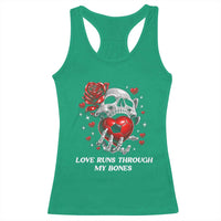 Love Runs Through My Bones Racerback Tank Top Funny Skeleton Soccer Gift