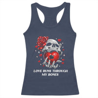 Love Runs Through My Bones Racerback Tank Top Funny Skeleton Soccer Gift