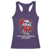 Love Runs Through My Bones Racerback Tank Top Funny Skeleton Soccer Gift