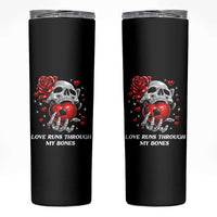 Love Runs Through My Bones Skinny Tumbler Funny Skeleton Soccer Gift