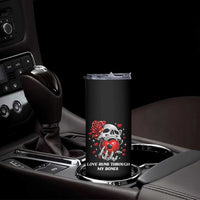 Love Runs Through My Bones Skinny Tumbler Funny Skeleton Soccer Gift
