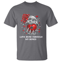 Love Runs Through My Bones T Shirt Funny Skeleton Soccer Gift