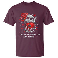 Love Runs Through My Bones T Shirt Funny Skeleton Soccer Gift