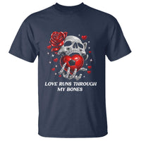 Love Runs Through My Bones T Shirt Funny Skeleton Soccer Gift