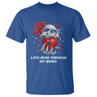 Love Runs Through My Bones T Shirt Funny Skeleton Soccer Gift