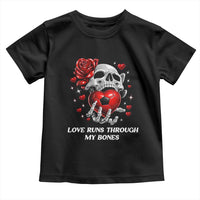 Love Runs Through My Bones Toddler T Shirt Funny Skeleton Soccer Gift