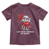 Love Runs Through My Bones Toddler T Shirt Funny Skeleton Soccer Gift
