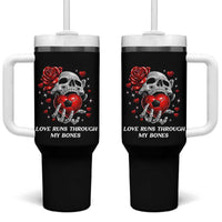 Love Runs Through My Bones Tumbler With Handle Funny Skeleton Soccer Gift