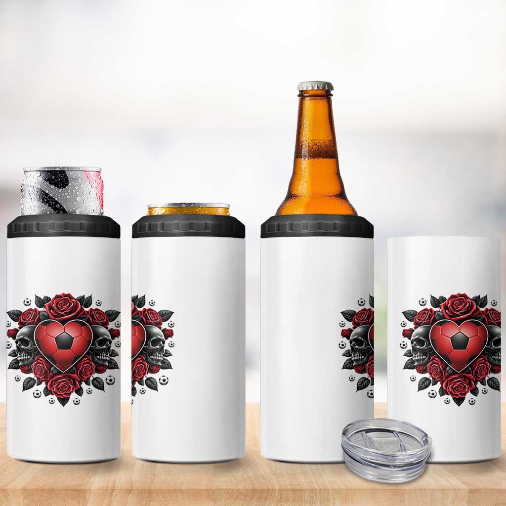 Skeleton Soccer Player 4 in 1 Can Cooler Tumbler Valentine Day Gift
