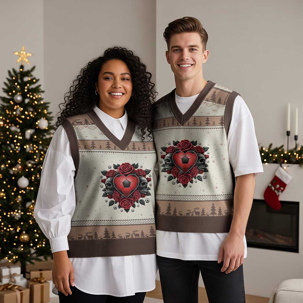 Skeleton Soccer Player V-Neck Knit Sweater Vest Valentine Day Gift