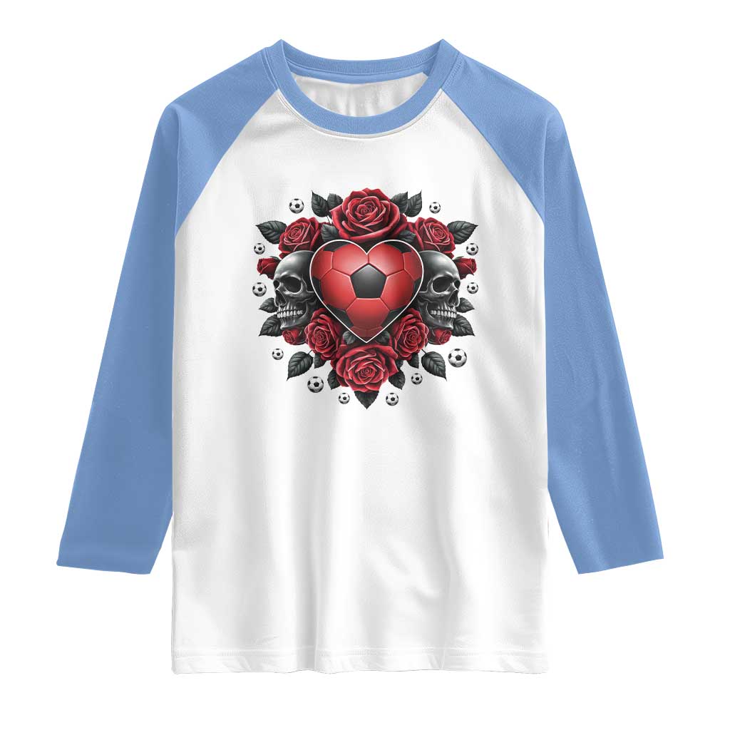 Skeleton Soccer Player Raglan Shirt Valentine Day Gift