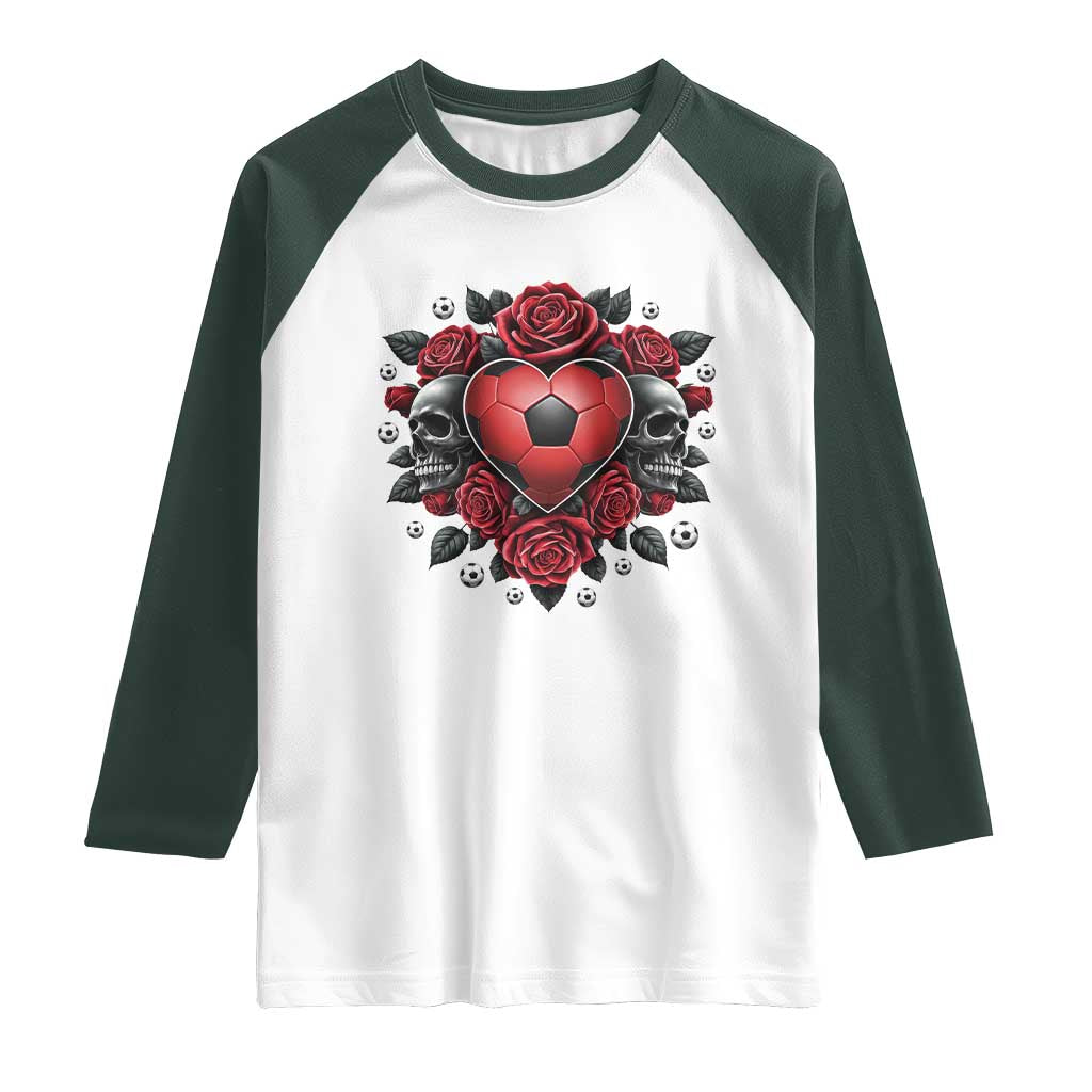 Skeleton Soccer Player Raglan Shirt Valentine Day Gift