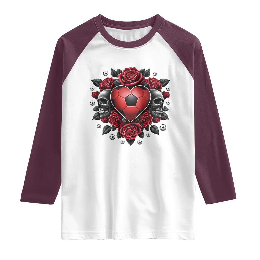 Skeleton Soccer Player Raglan Shirt Valentine Day Gift