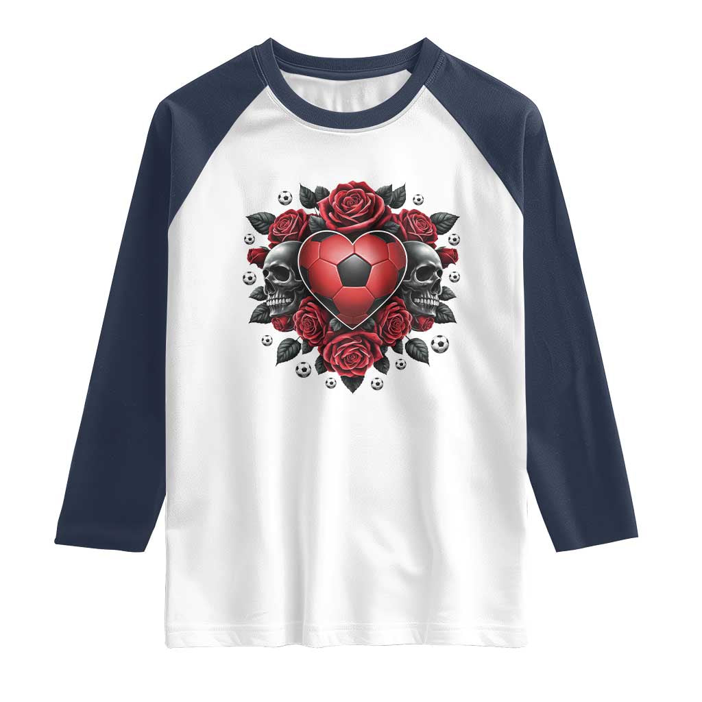 Skeleton Soccer Player Raglan Shirt Valentine Day Gift