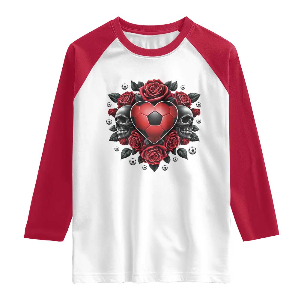 Skeleton Soccer Player Raglan Shirt Valentine Day Gift