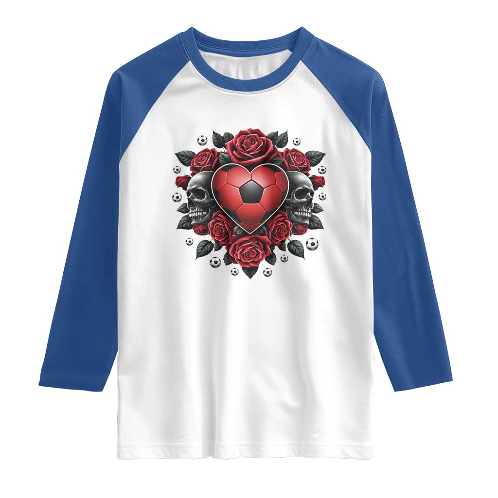 Skeleton Soccer Player Raglan Shirt Valentine Day Gift