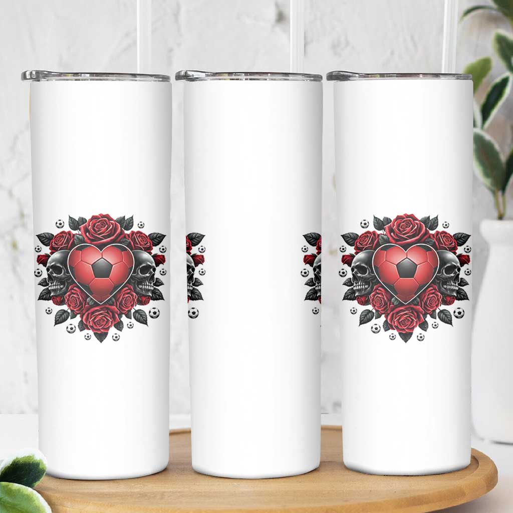 Skeleton Soccer Player Skinny Tumbler Valentine Day Gift