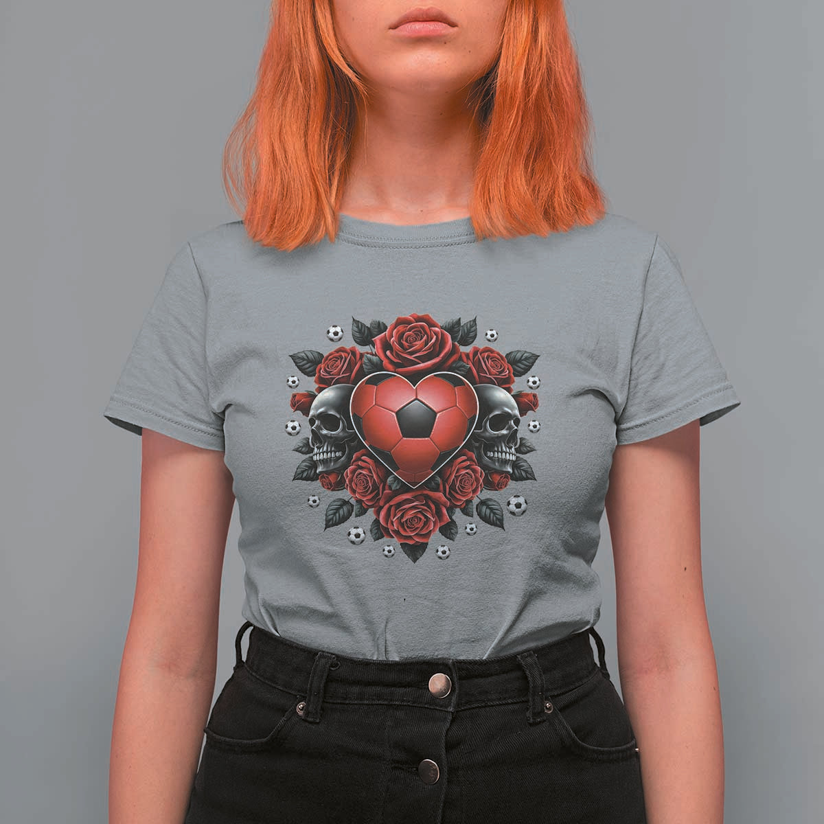 Skeleton Soccer Player T Shirt For Women Valentine Day Gift