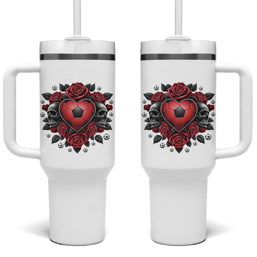Skeleton Soccer Player Tumbler With Handle Valentine Day Gift