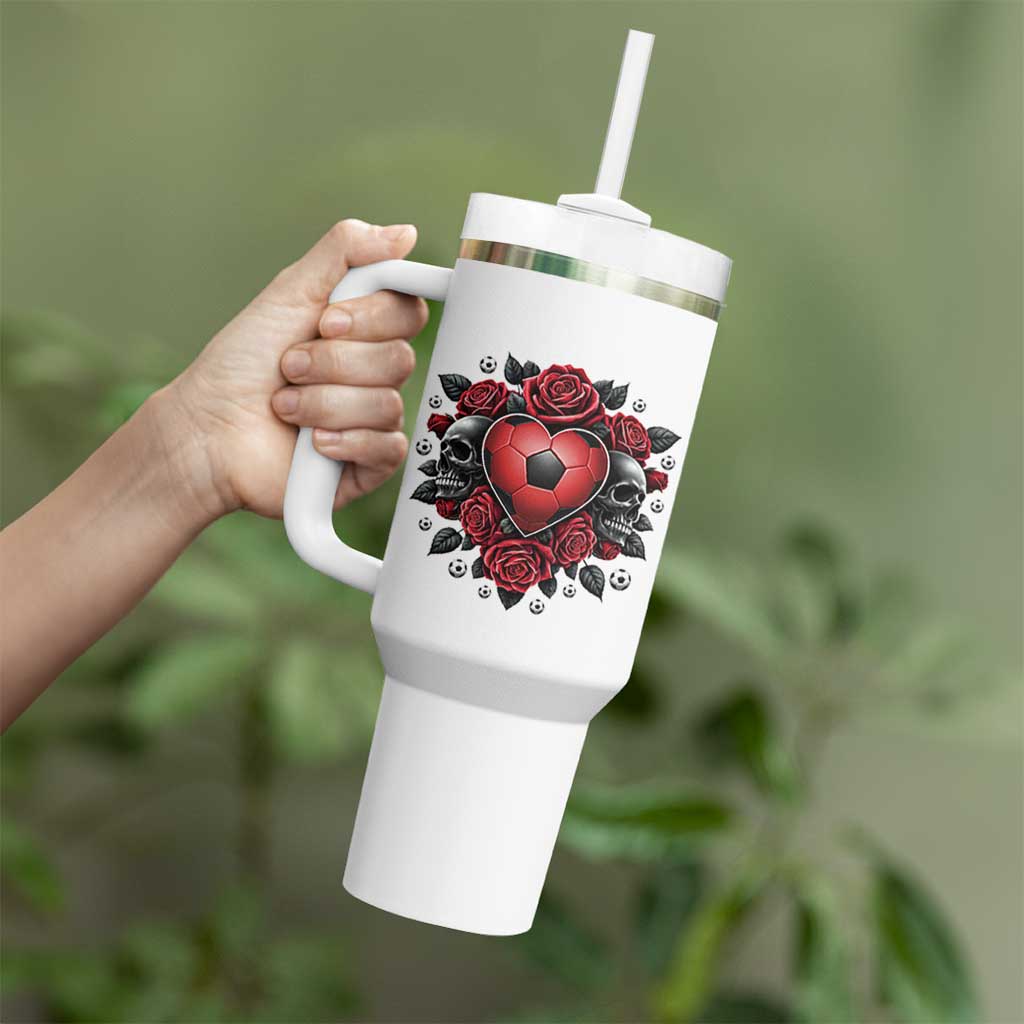 Skeleton Soccer Player Tumbler With Handle Valentine Day Gift