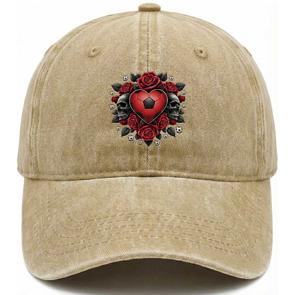 Skeleton Soccer Player Washed Cotton Baseball Cap Valentine Day Gift