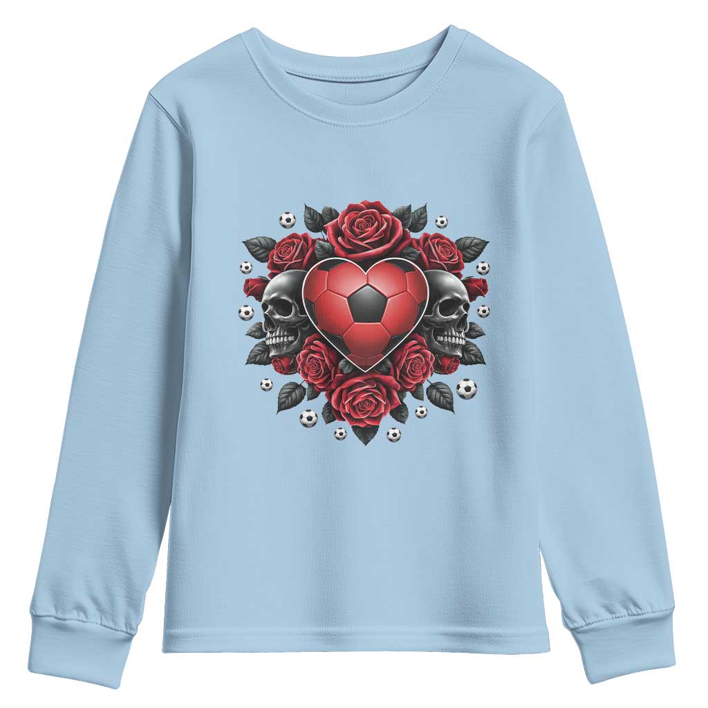 Skeleton Soccer Player Youth Sweatshirt Valentine Day Gift