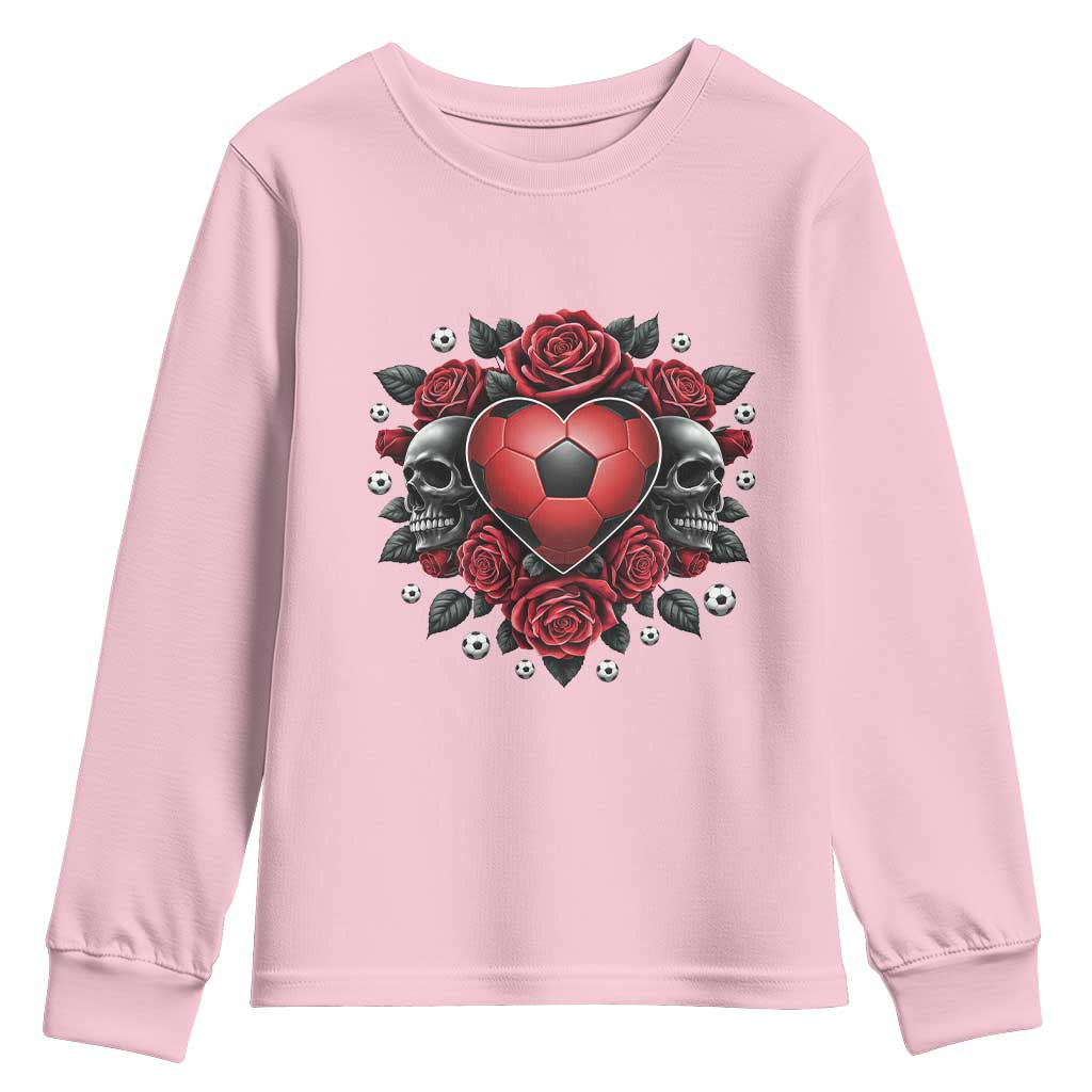 Skeleton Soccer Player Youth Sweatshirt Valentine Day Gift