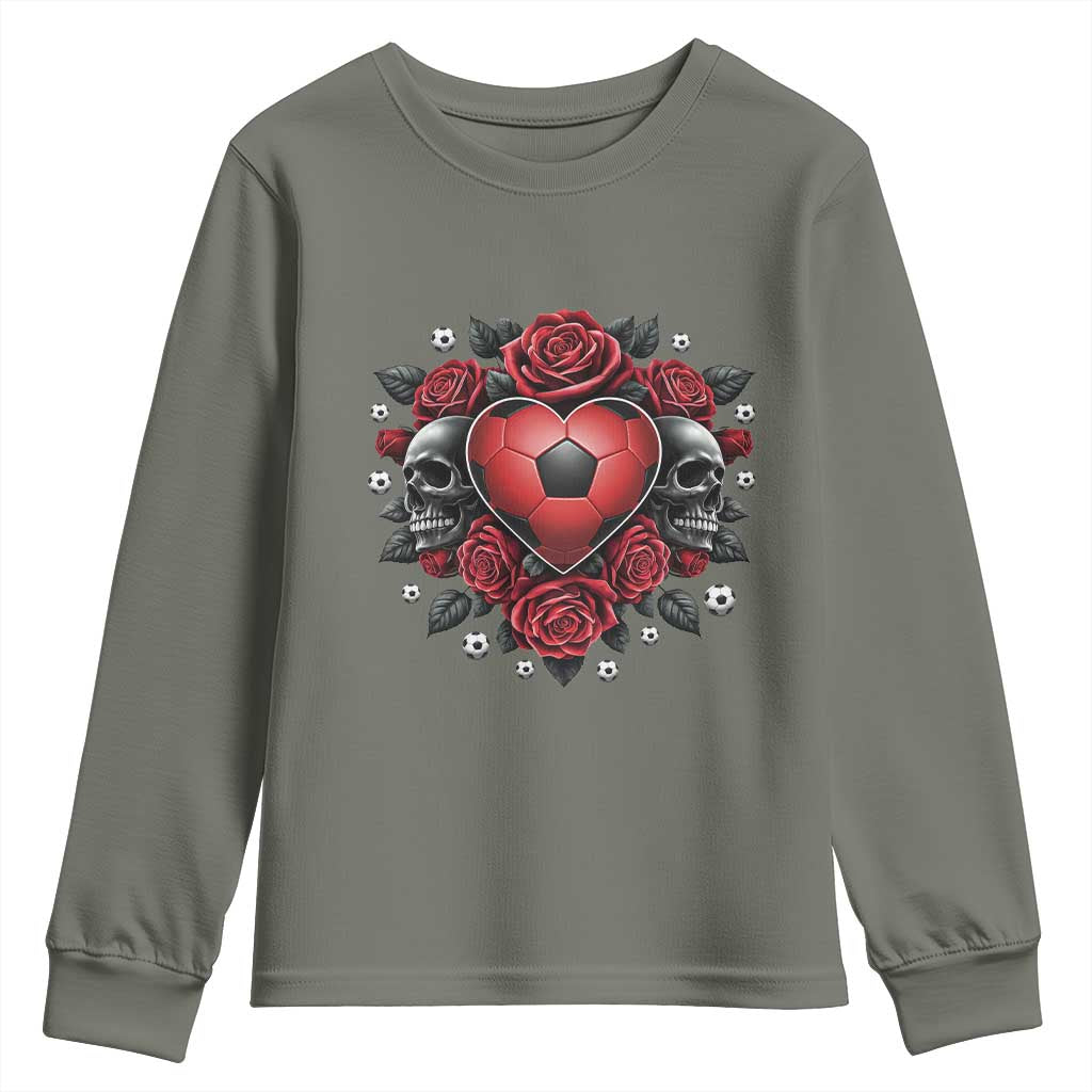 Skeleton Soccer Player Youth Sweatshirt Valentine Day Gift