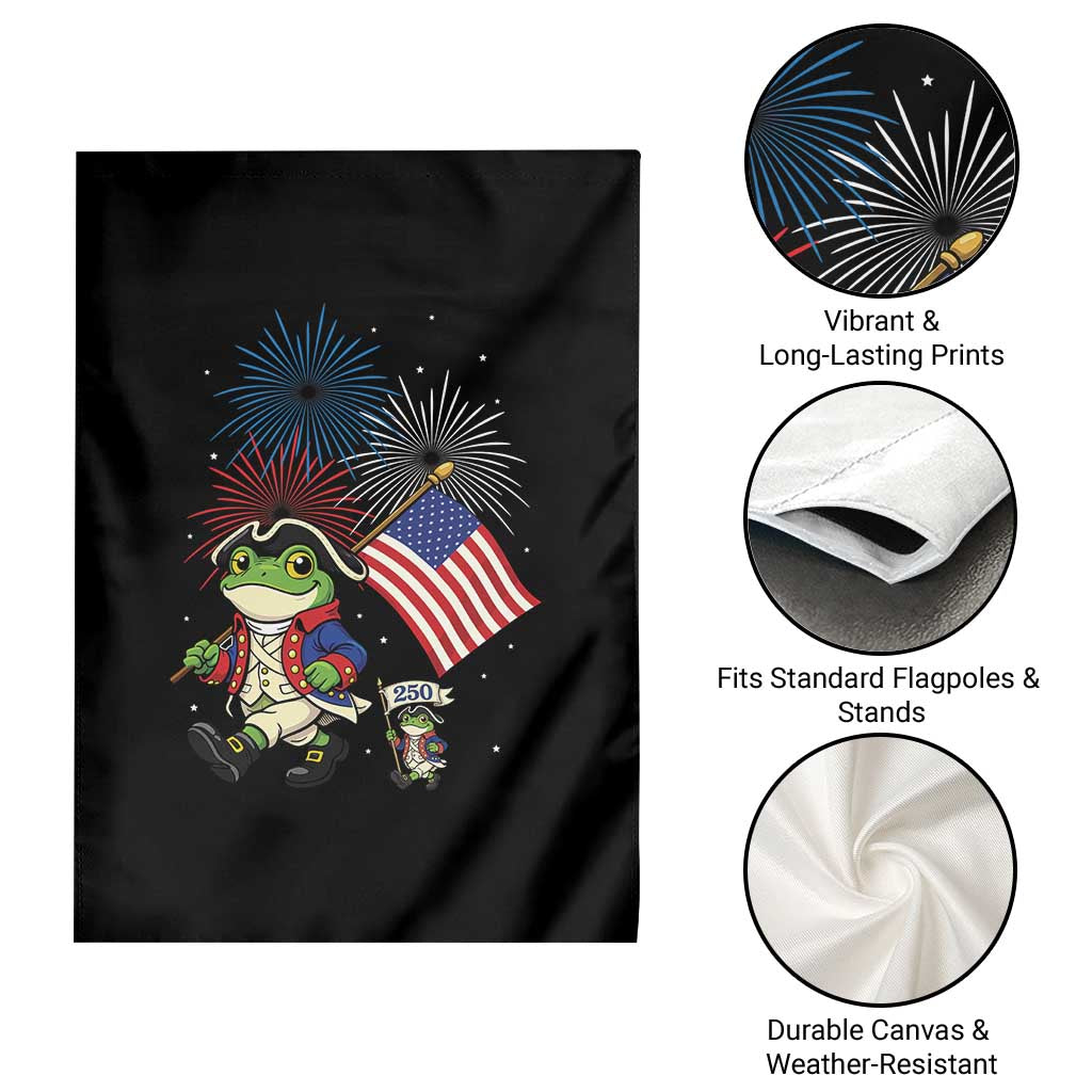 Funny Patriotic Frog Garden Flag Celebrating 250 Years Of Freedom