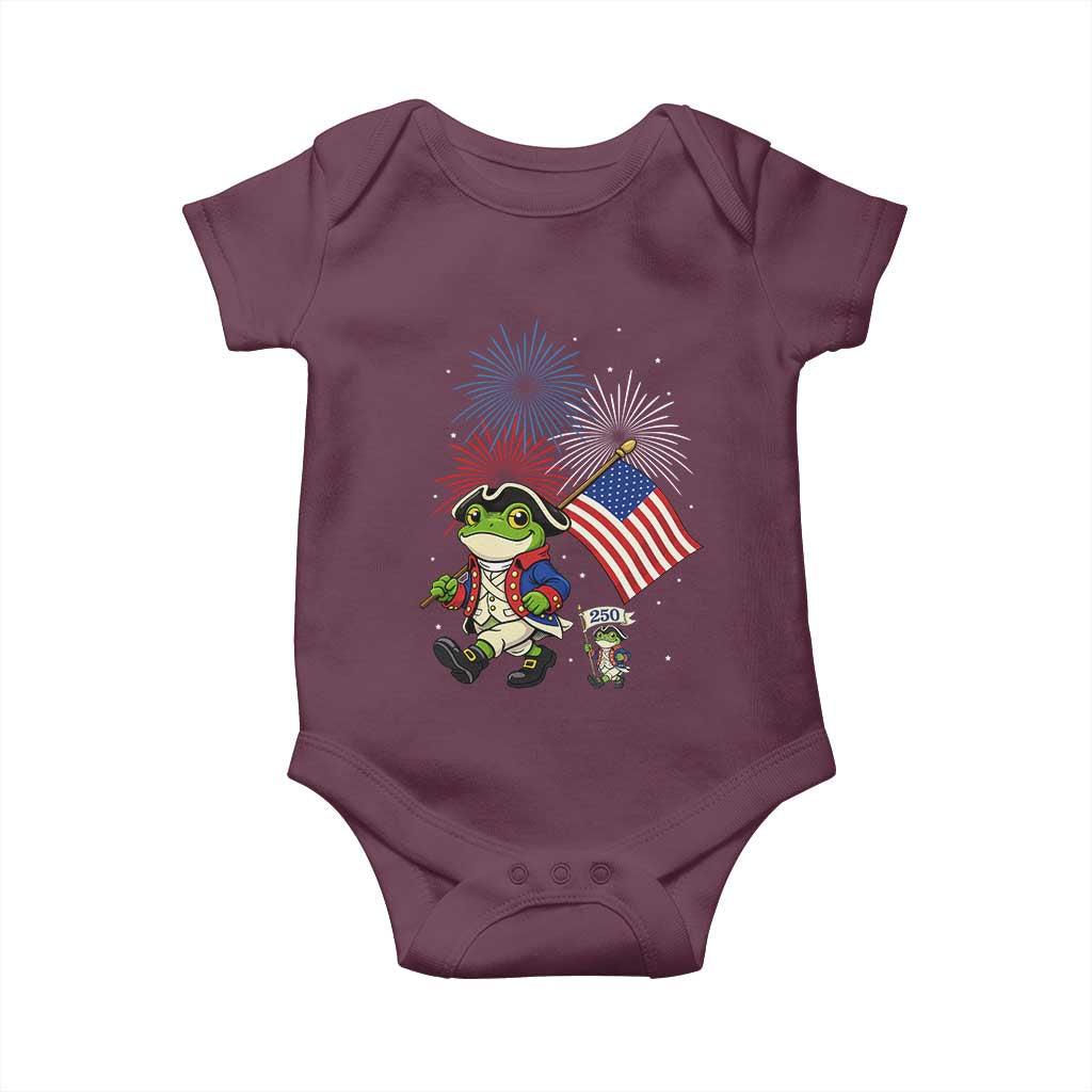 Funny Patriotic Frog Baby Onesie Celebrating 250 Years Of Freedom