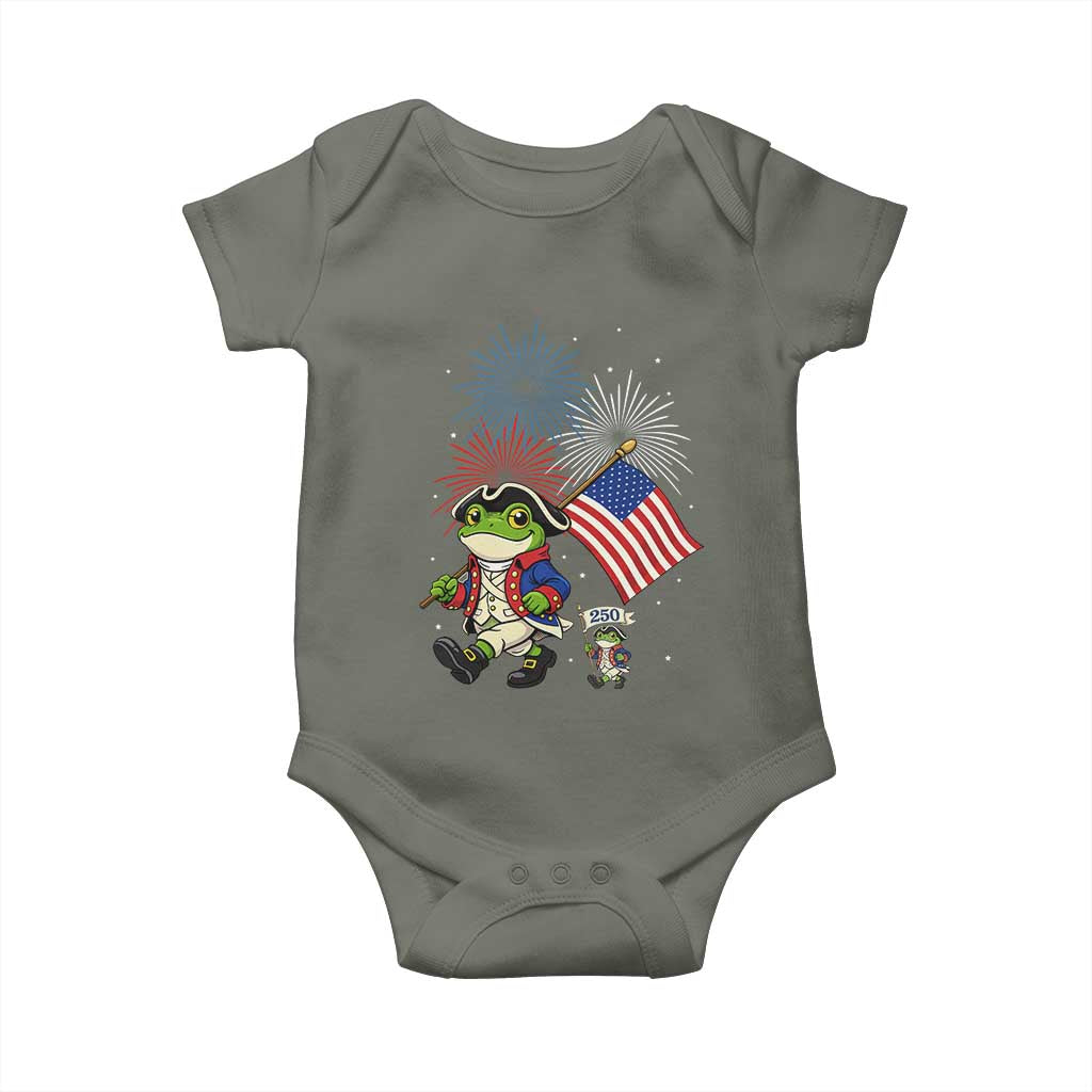 Funny Patriotic Frog Baby Onesie Celebrating 250 Years Of Freedom