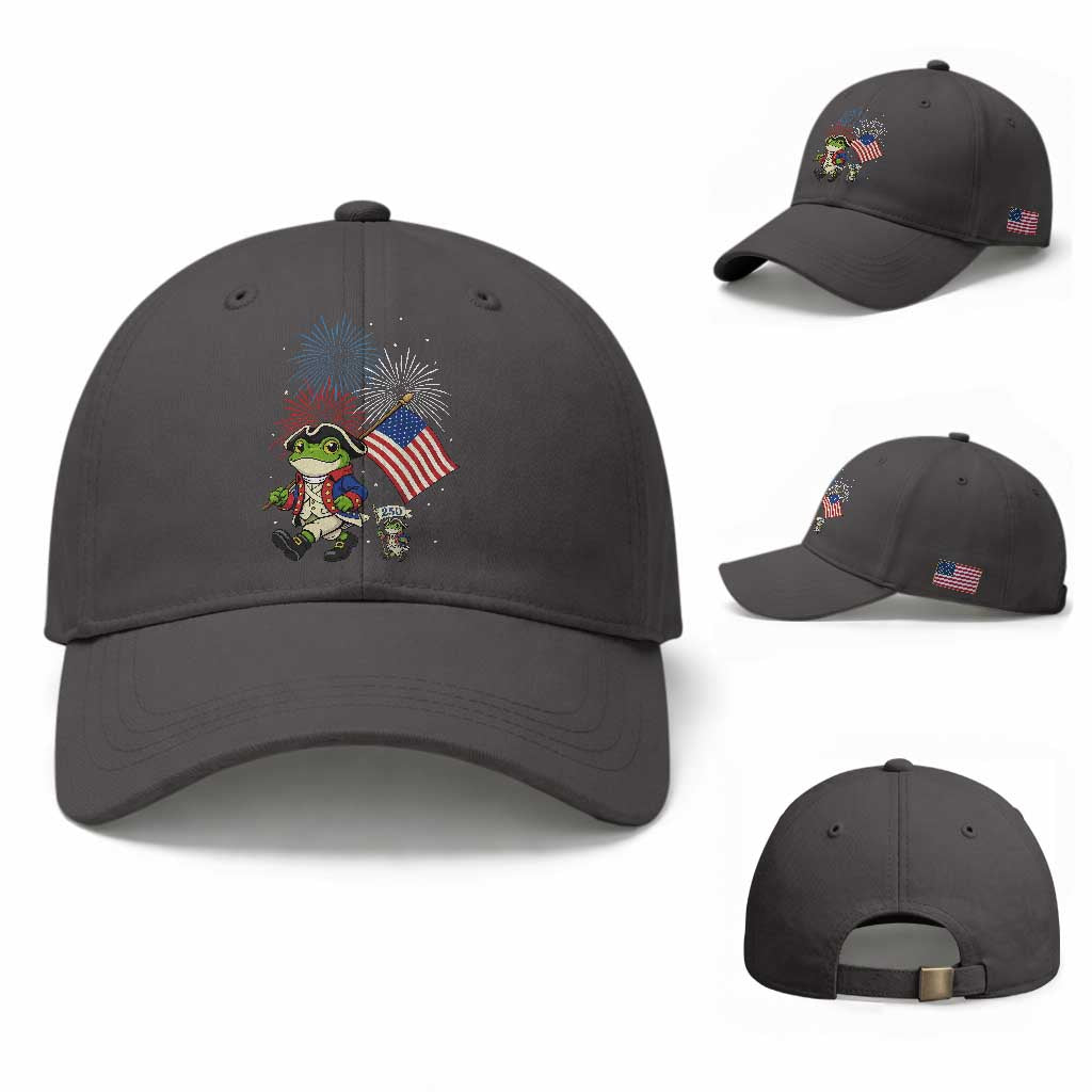 Funny Patriotic Frog Baseball Cap Celebrating 250 Years Of Freedom