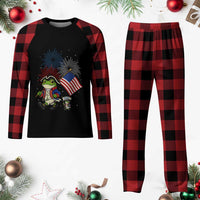 Funny Patriotic Frog Plaid Pajama Set Celebrating 250 Years Of Freedom