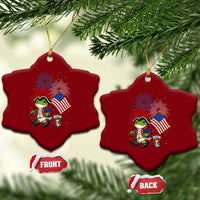 Funny Patriotic Frog Ceramic Ornament Celebrating 250 Years Of Freedom