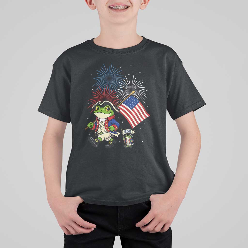 Funny Patriotic Frog T Shirt For Kid Celebrating 250 Years Of Freedom