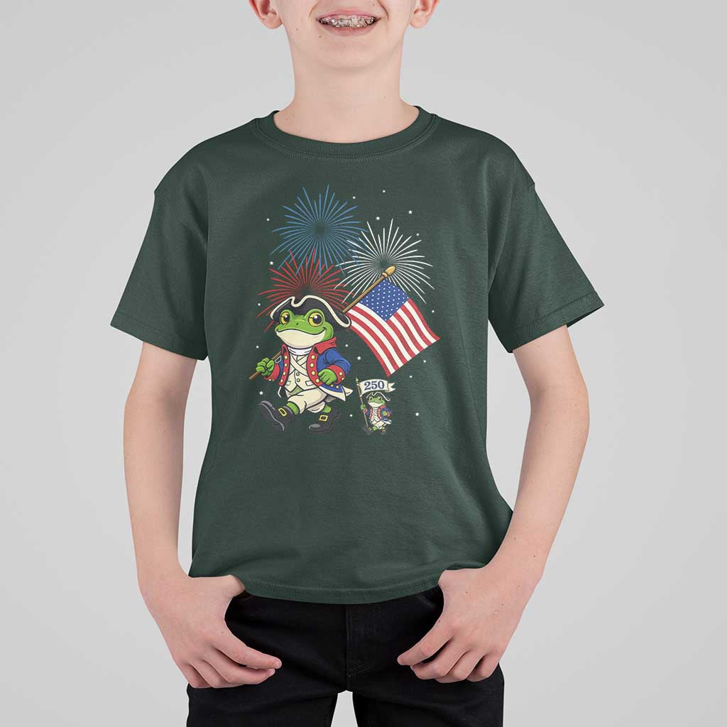 Funny Patriotic Frog T Shirt For Kid Celebrating 250 Years Of Freedom