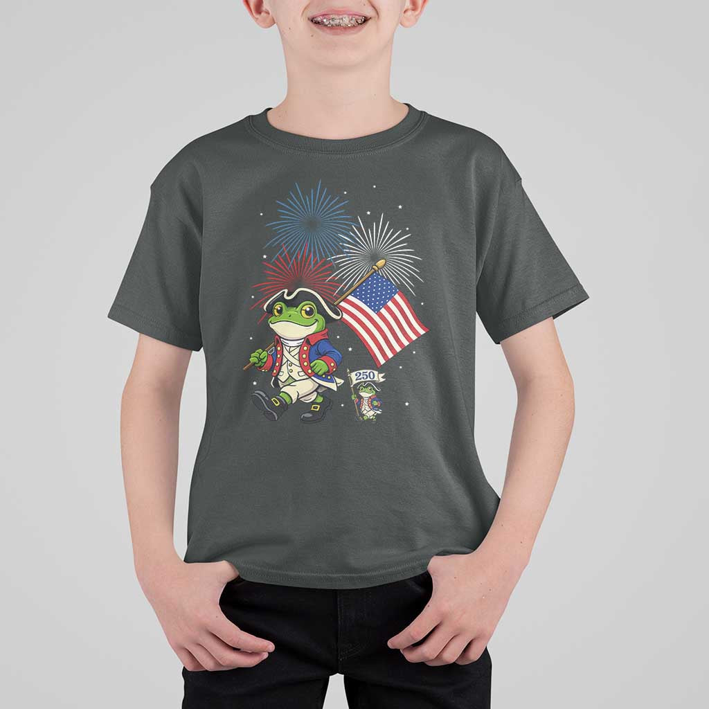 Funny Patriotic Frog T Shirt For Kid Celebrating 250 Years Of Freedom