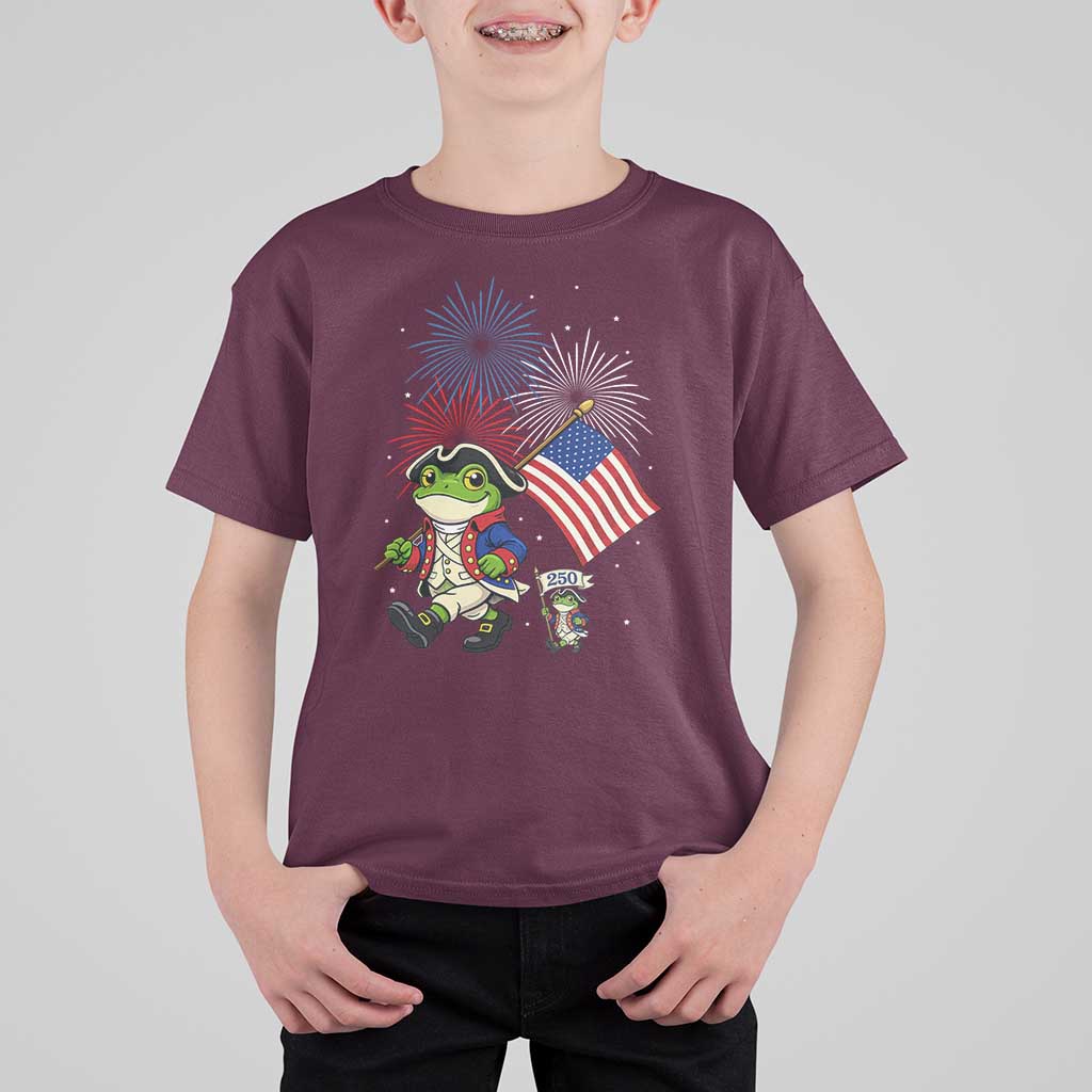 Funny Patriotic Frog T Shirt For Kid Celebrating 250 Years Of Freedom