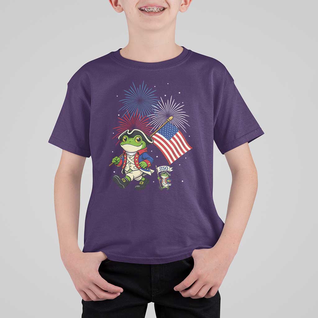 Funny Patriotic Frog T Shirt For Kid Celebrating 250 Years Of Freedom