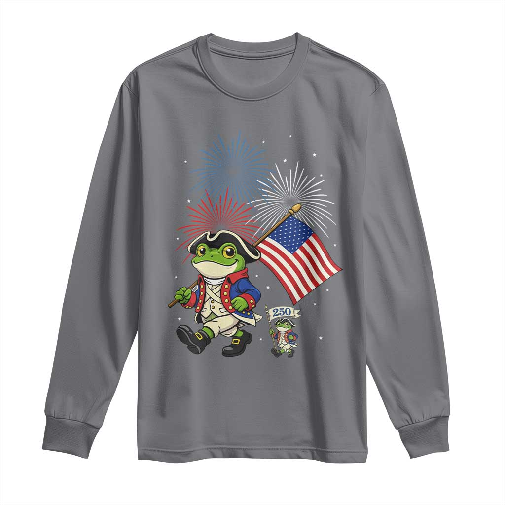 Funny Patriotic Frog Long Sleeve Shirt Celebrating 250 Years Of Freedom