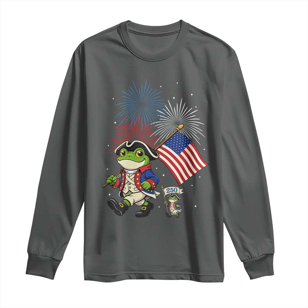 Funny Patriotic Frog Long Sleeve Shirt Celebrating 250 Years Of Freedom