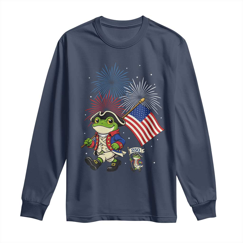 Funny Patriotic Frog Long Sleeve Shirt Celebrating 250 Years Of Freedom