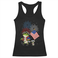Funny Patriotic Frog Racerback Tank Top Celebrating 250 Years Of Freedom