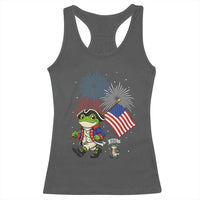 Funny Patriotic Frog Racerback Tank Top Celebrating 250 Years Of Freedom