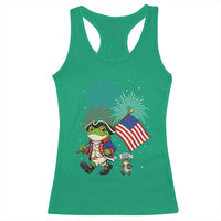 Funny Patriotic Frog Racerback Tank Top Celebrating 250 Years Of Freedom