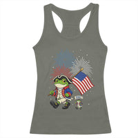 Funny Patriotic Frog Racerback Tank Top Celebrating 250 Years Of Freedom