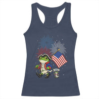 Funny Patriotic Frog Racerback Tank Top Celebrating 250 Years Of Freedom