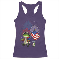 Funny Patriotic Frog Racerback Tank Top Celebrating 250 Years Of Freedom