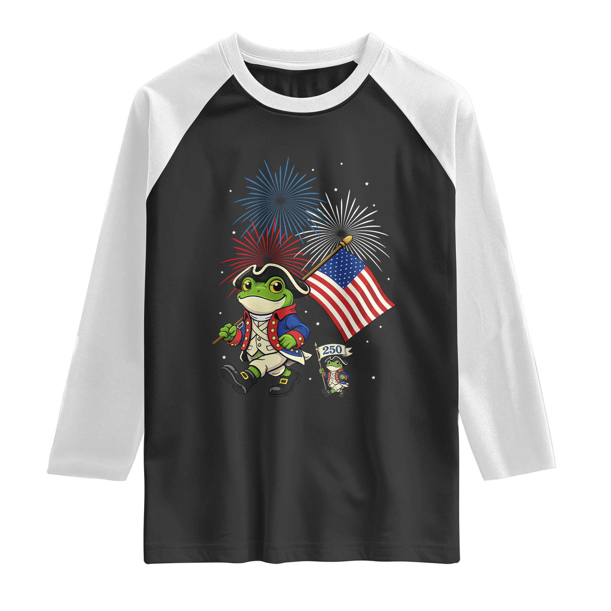 Funny Patriotic Frog Raglan Shirt Celebrating 250 Years Of Freedom
