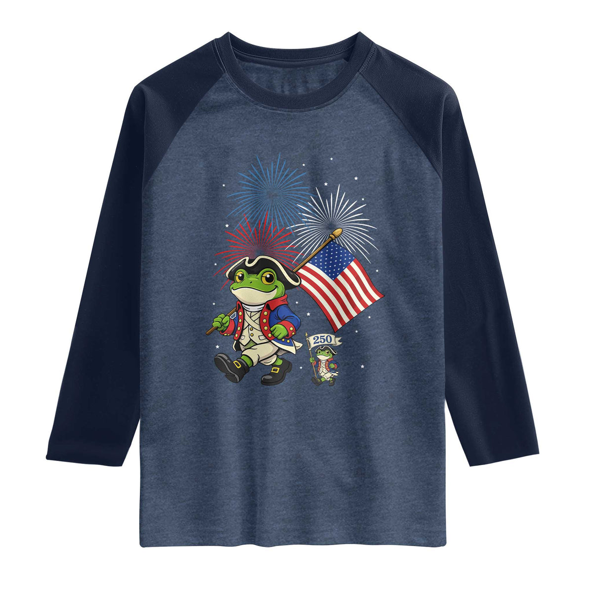 Funny Patriotic Frog Raglan Shirt Celebrating 250 Years Of Freedom
